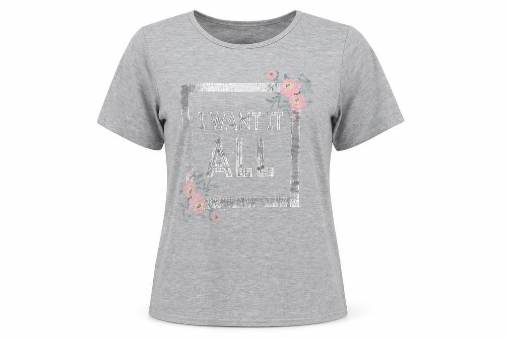 Select Womens Grey  Jersey Basic T-Shirt Size S  - I Want it all
