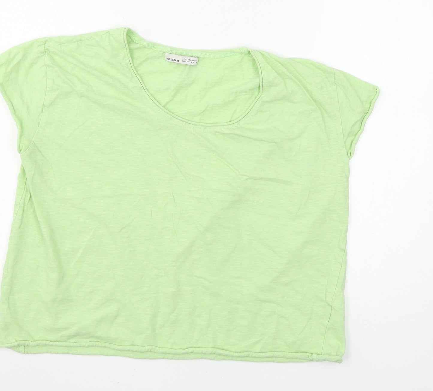 Pull&Bear Womens Green  Jersey Basic T-Shirt Size L