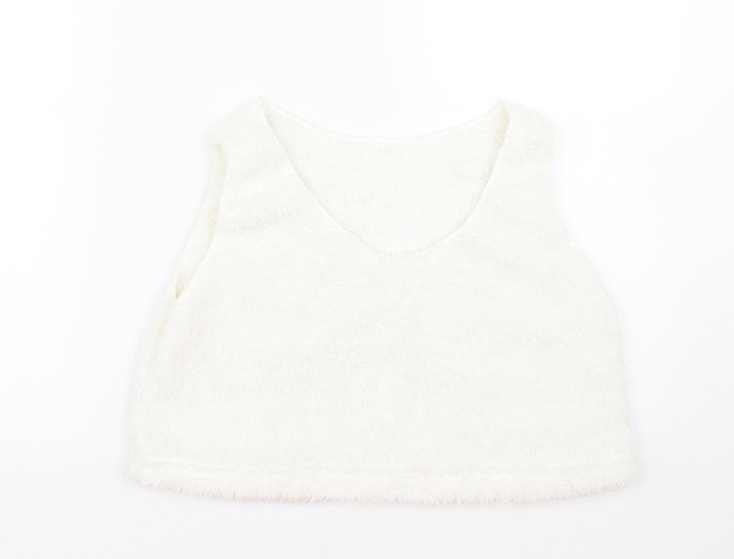 Preworn Womens White  Fleece Basic Tank Size M