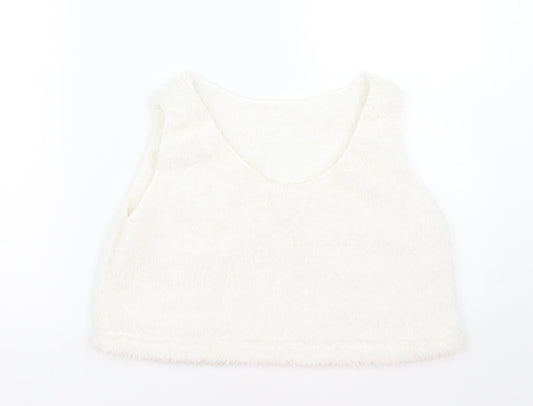 Preworn Womens White  Fleece Basic Tank Size M