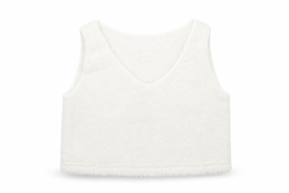 Preworn Womens White  Fleece Basic Tank Size M