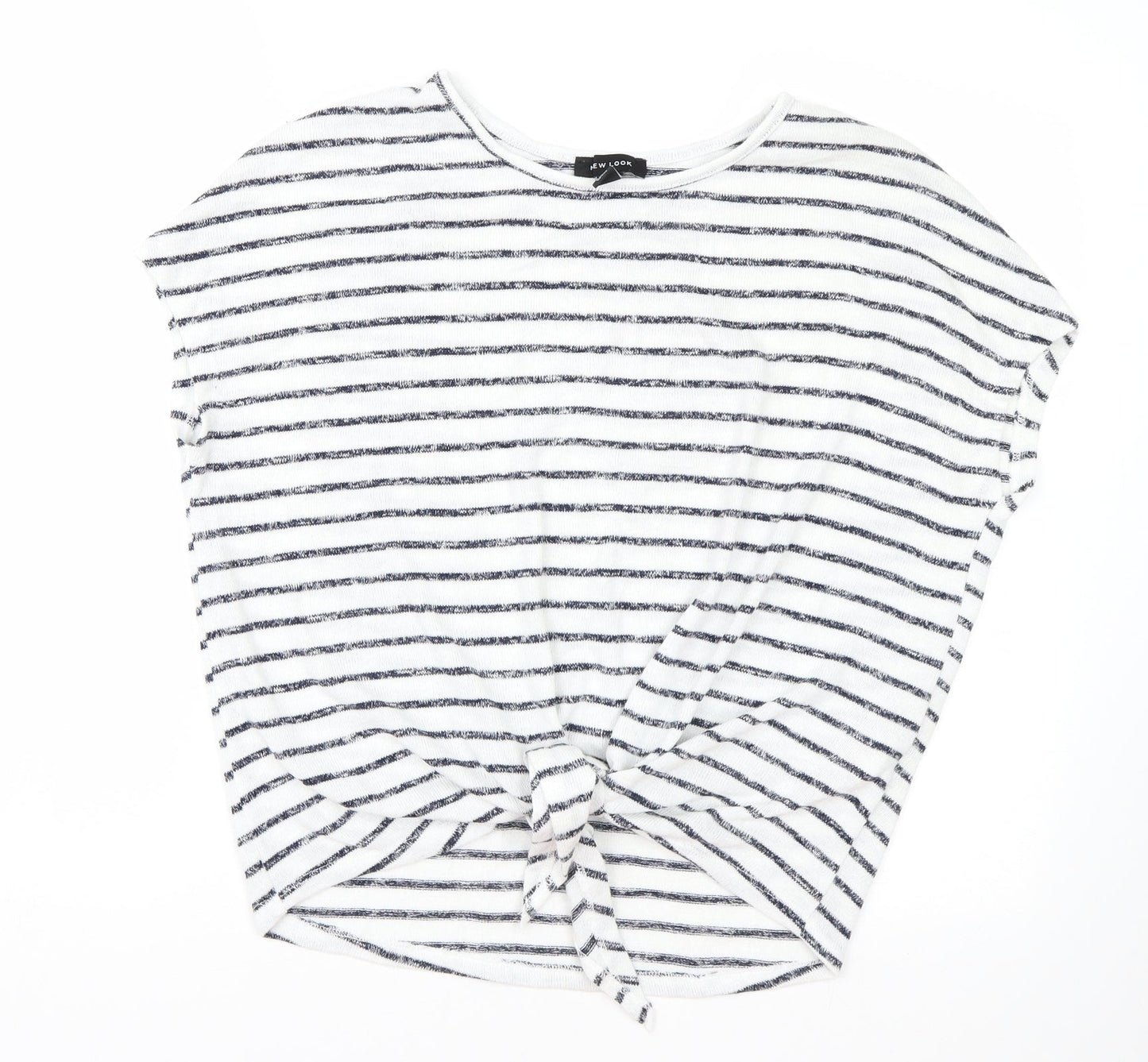 New Look Womens White Striped  Pullover Jumper Size S