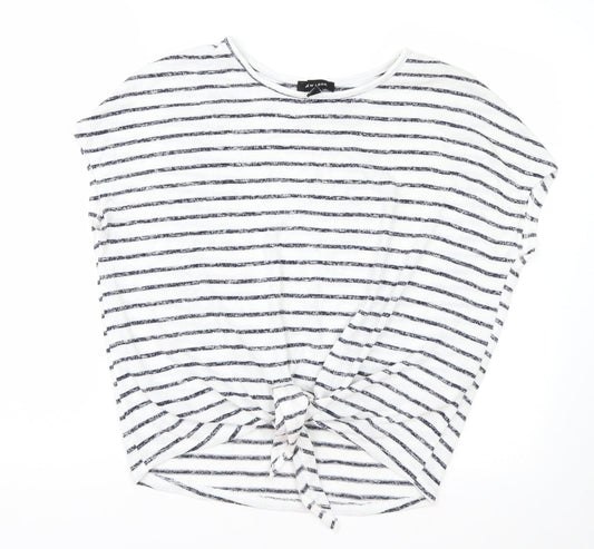 New Look Womens White Striped  Pullover Jumper Size S
