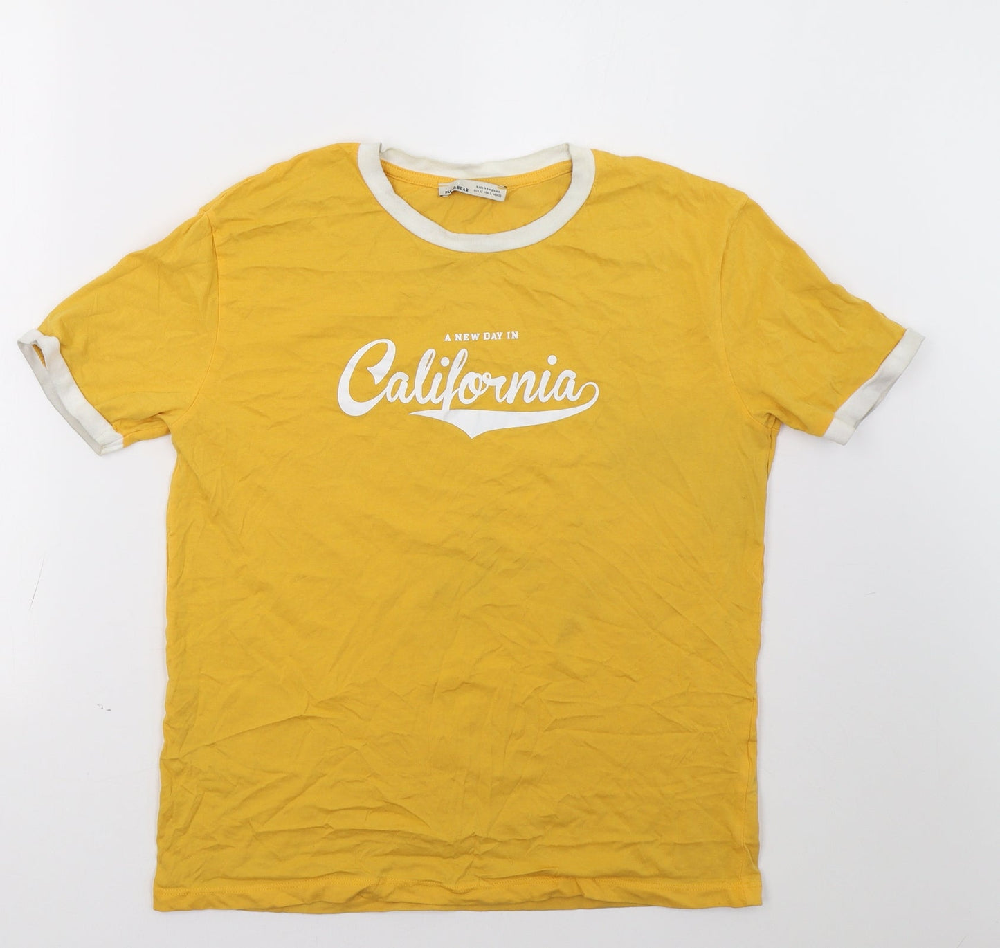 Pull&Bear Womens Yellow   Basic T-Shirt Size M