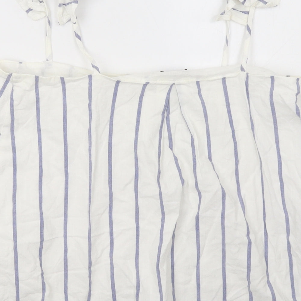 River Island Womens White Striped  Basic Tank Size 8