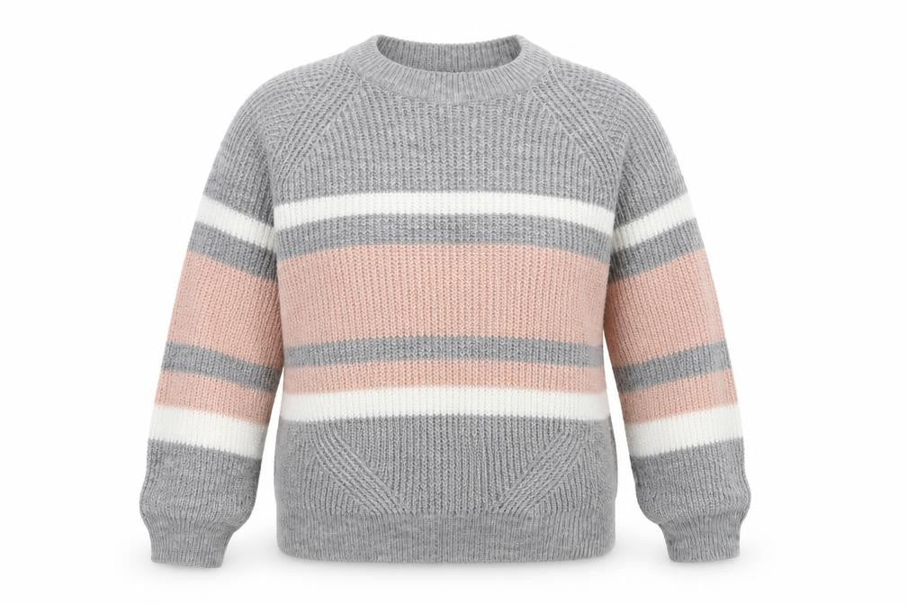 Select Womens Grey Striped  Pullover Sweatshirt Size M