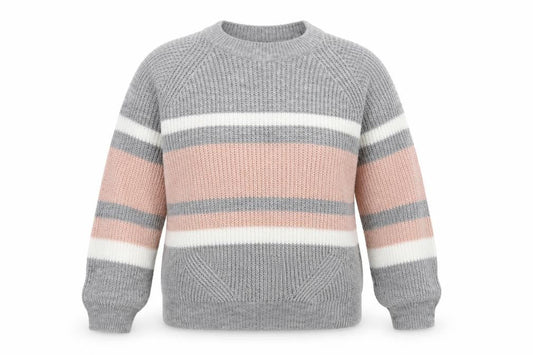 Select Womens Grey Striped  Pullover Sweatshirt Size M