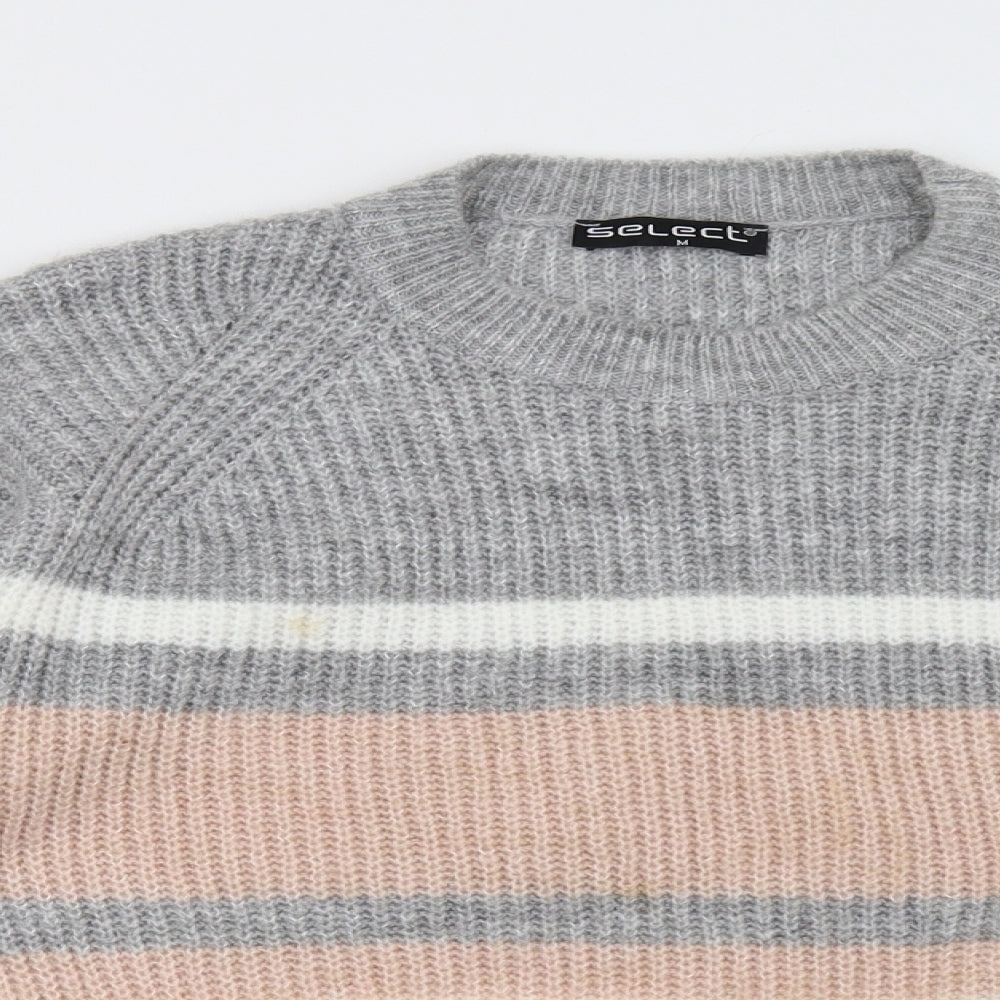 Select Womens Grey Striped  Pullover Sweatshirt Size M