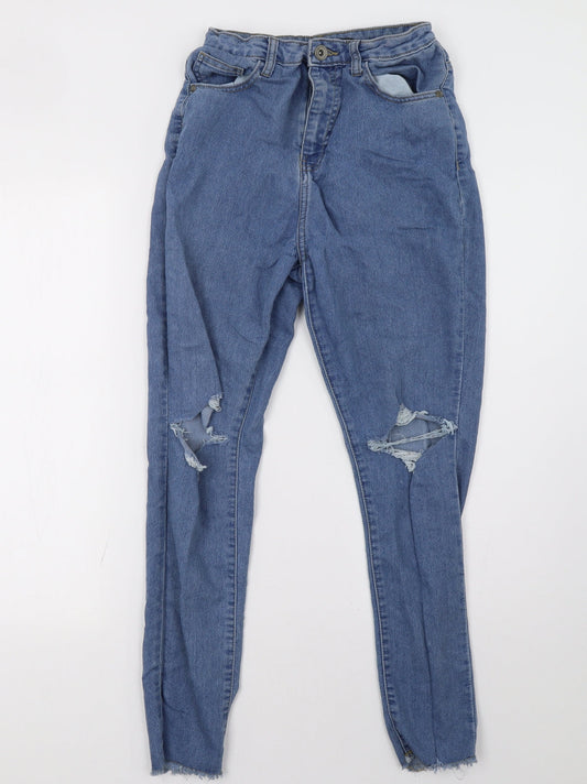 Preloved Boohoo Womens Blue  Denim Straight Jeans Size 10 L30 in - Front