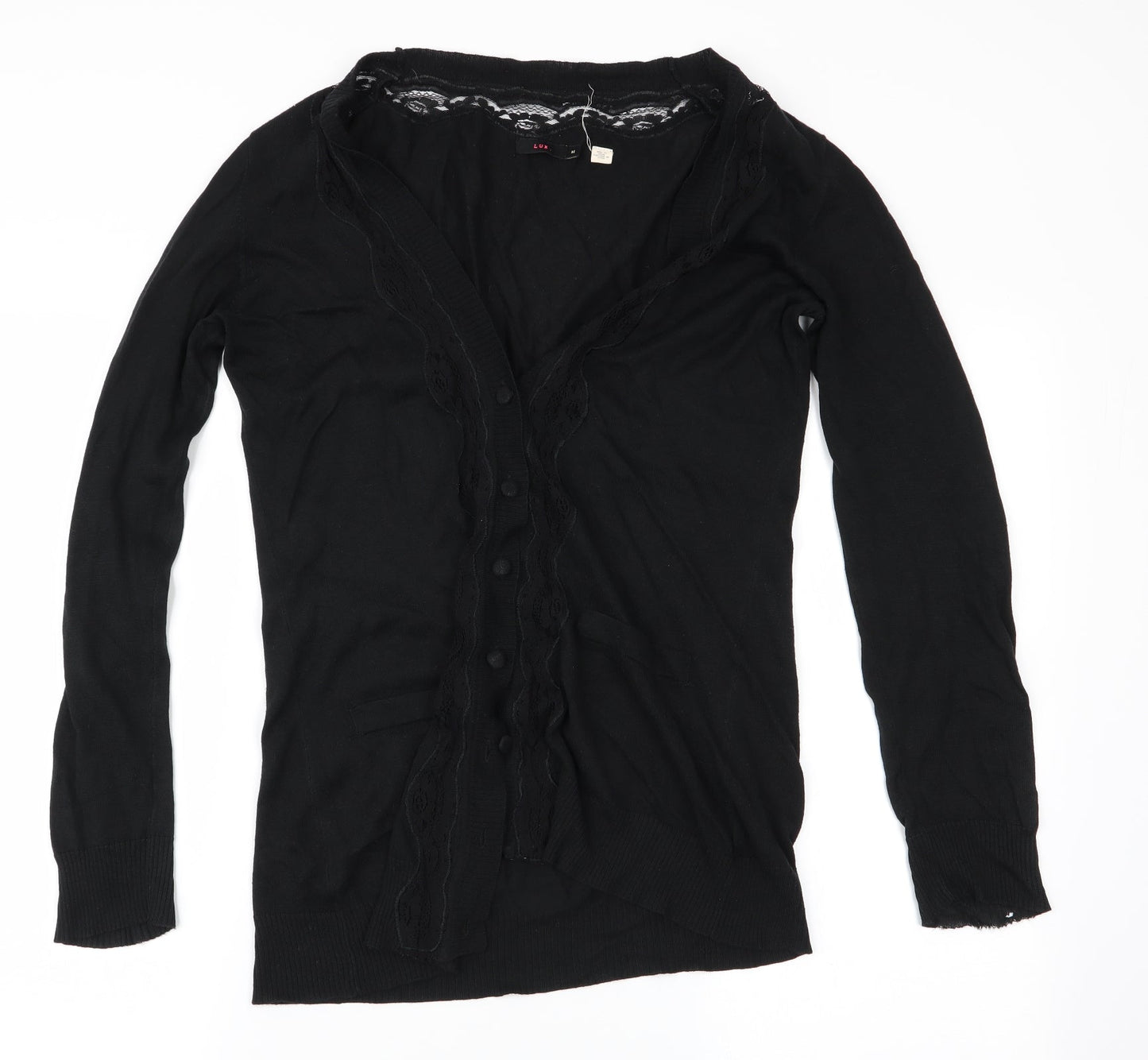 Lux Womens Black   Cardigan Jumper Size M
