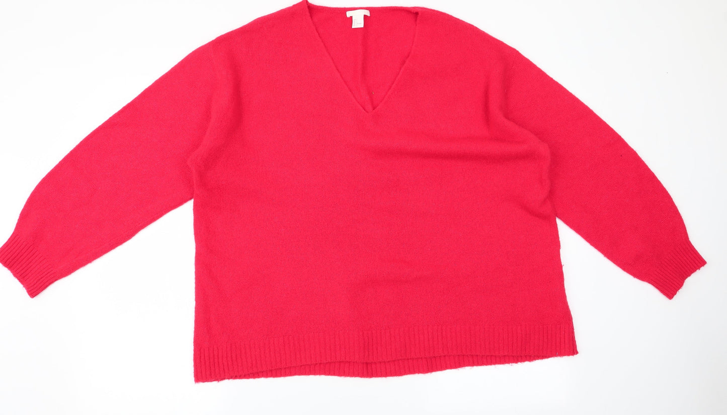 H&M Womens Red   Pullover Jumper Size L