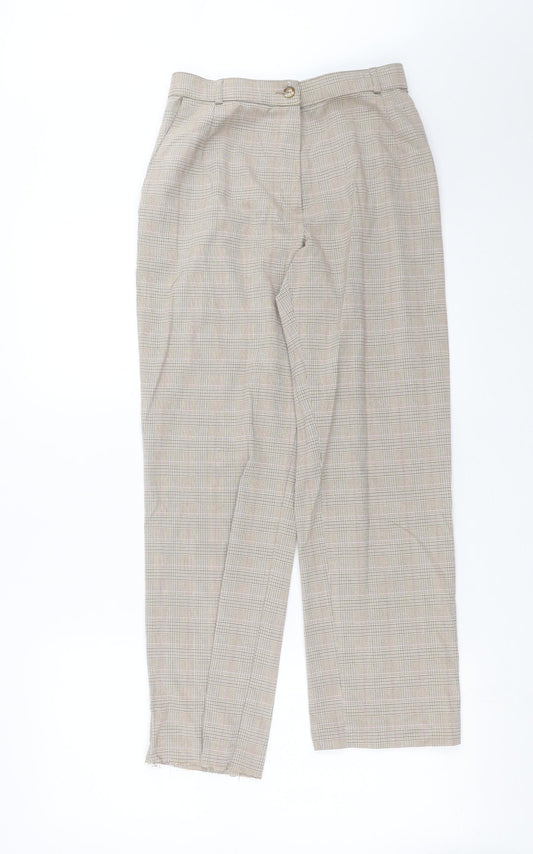 Marks and Spencer Womens Beige Check  Trousers  Size 12 L26 in