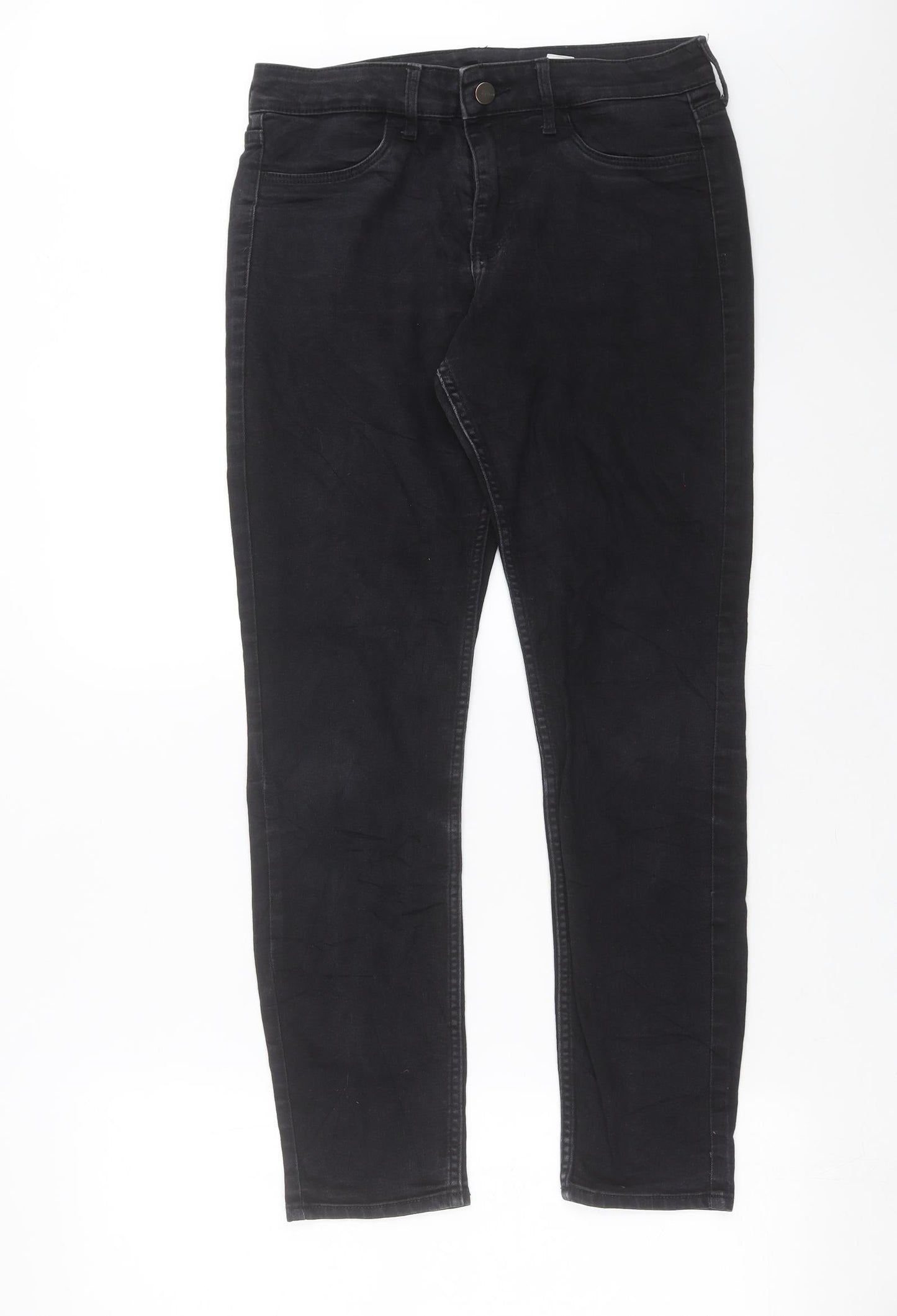 H&M Womens Black  Denim Skinny Jeans Size 10 L28 in