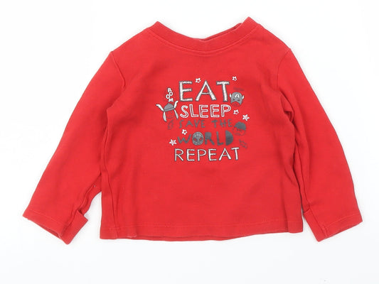 George Boys Red   Basic T-Shirt Size 6-9 Months  - Marvel