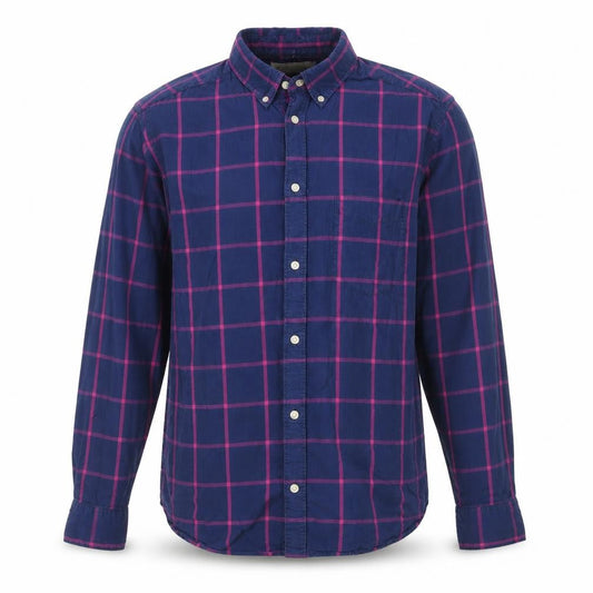 H&M Mens Blue Check   Button-Up Size L