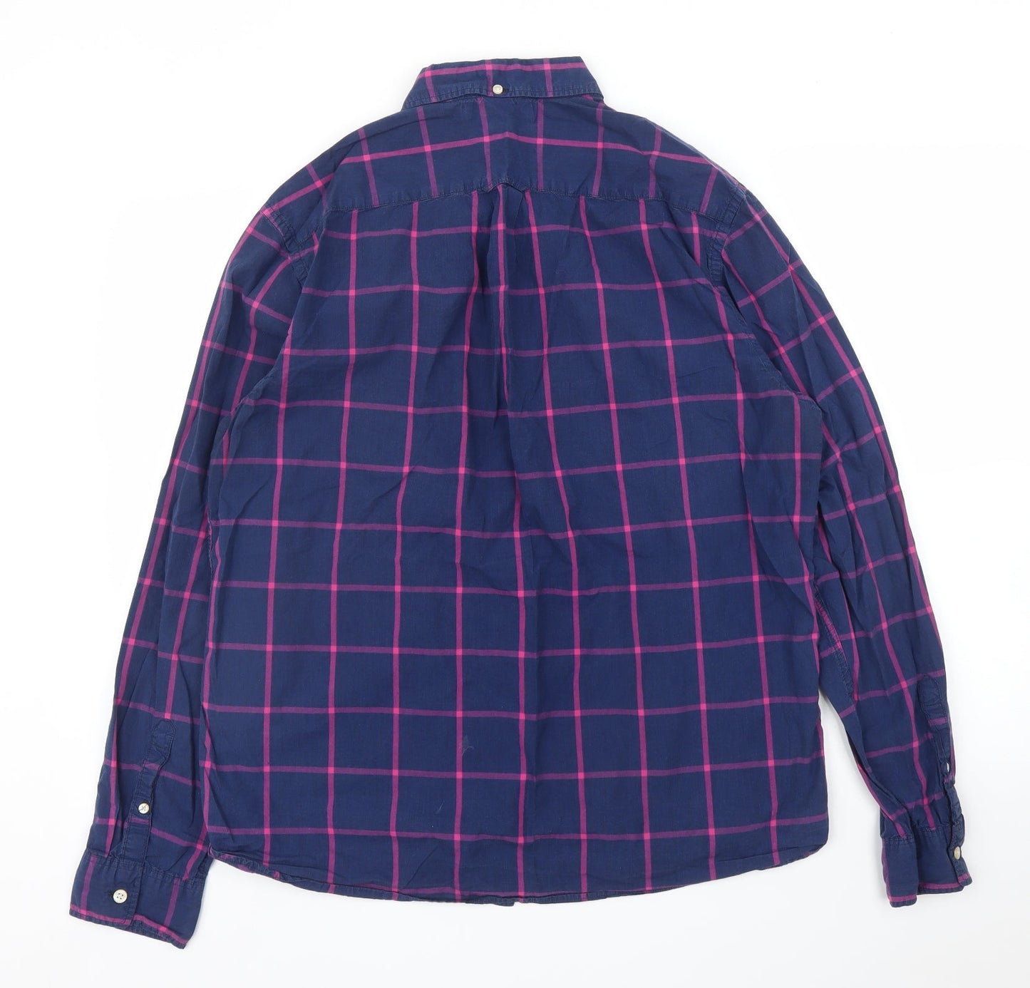 H&M Mens Blue Check   Button-Up Size L