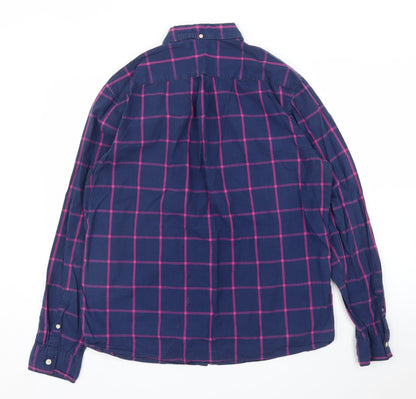 H&M Mens Blue Check   Button-Up Size L
