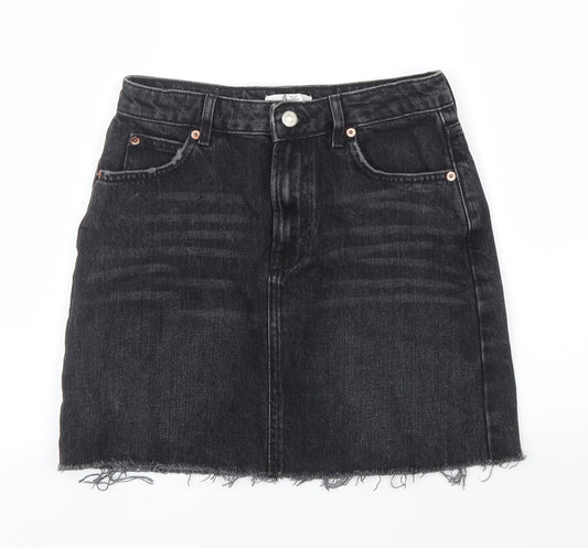 Topshop Womens Black  Denim A-Line Skirt Size 8