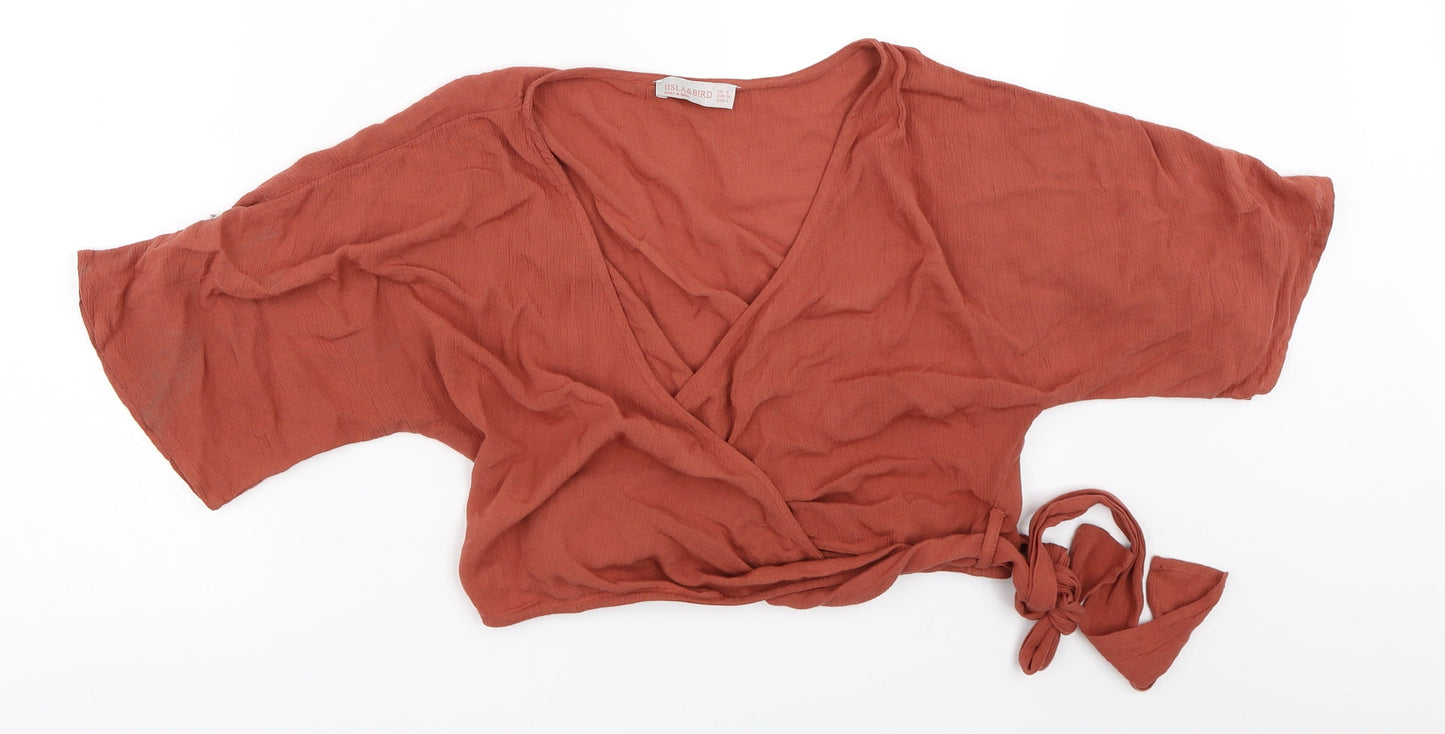 Iisla & Bird Womens Orange   Cropped Blouse Size 6