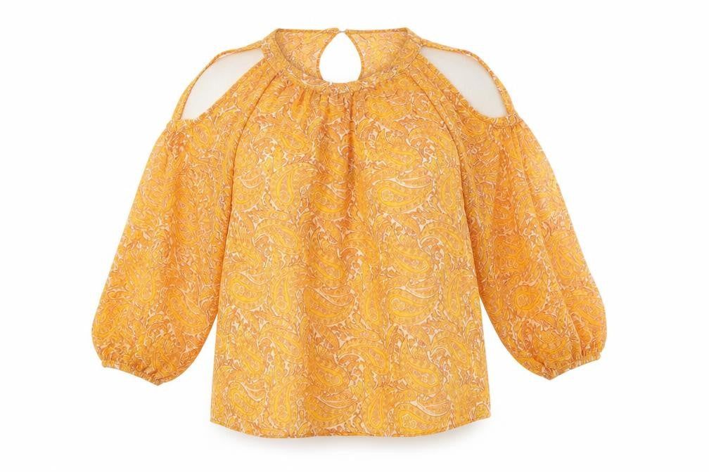 F&F Womens Orange Paisley  Basic Blouse Size 10