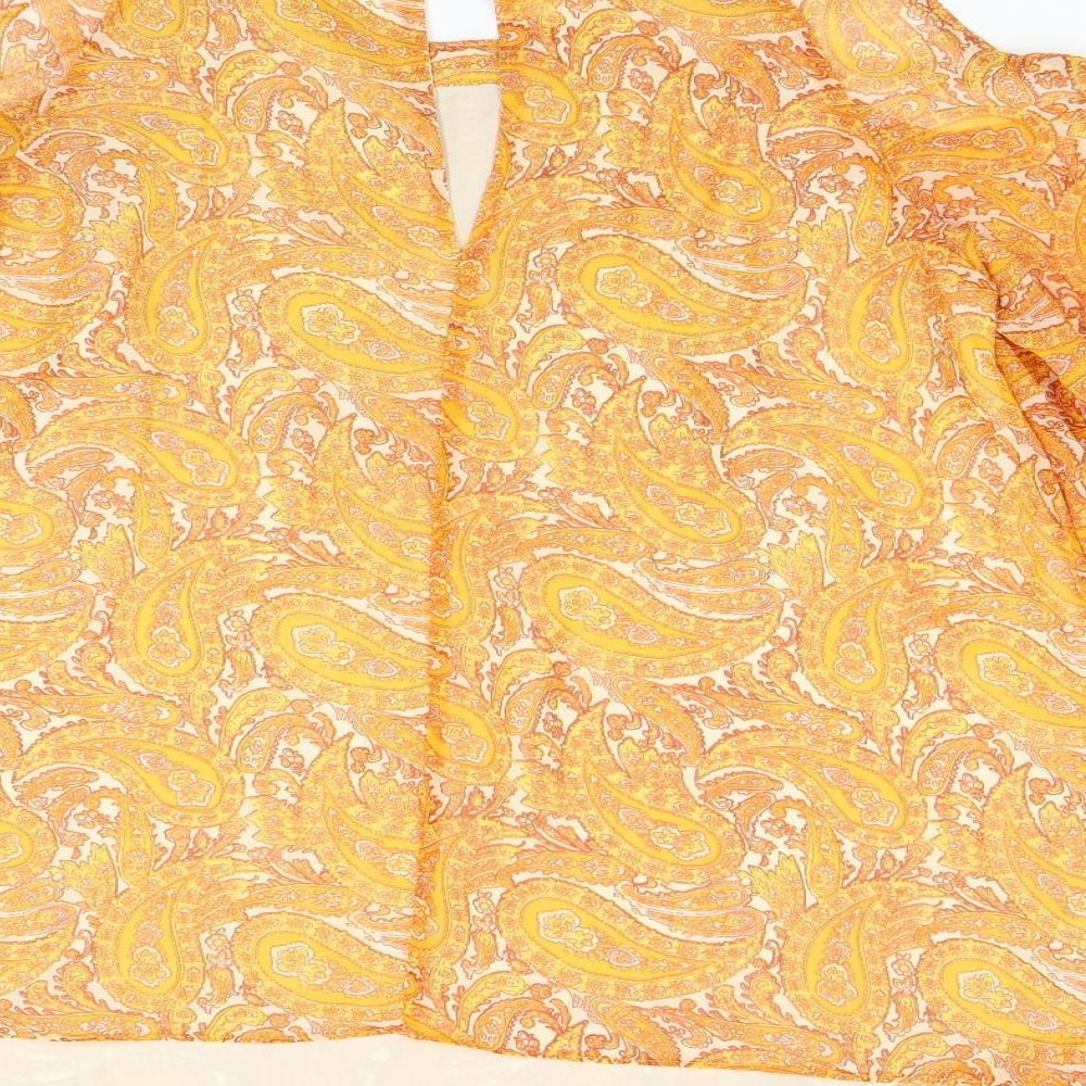 F&F Womens Orange Paisley  Basic Blouse Size 10
