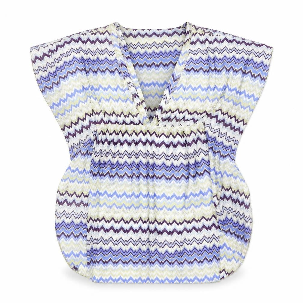 Elif Womens Blue Geometric  Basic Blouse Size S