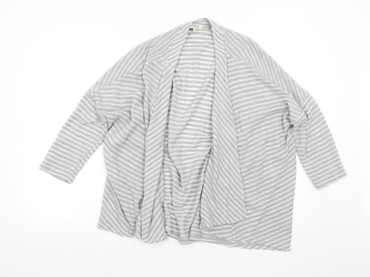 Matalan Womens Grey Striped  Cardigan Jumper Size 14