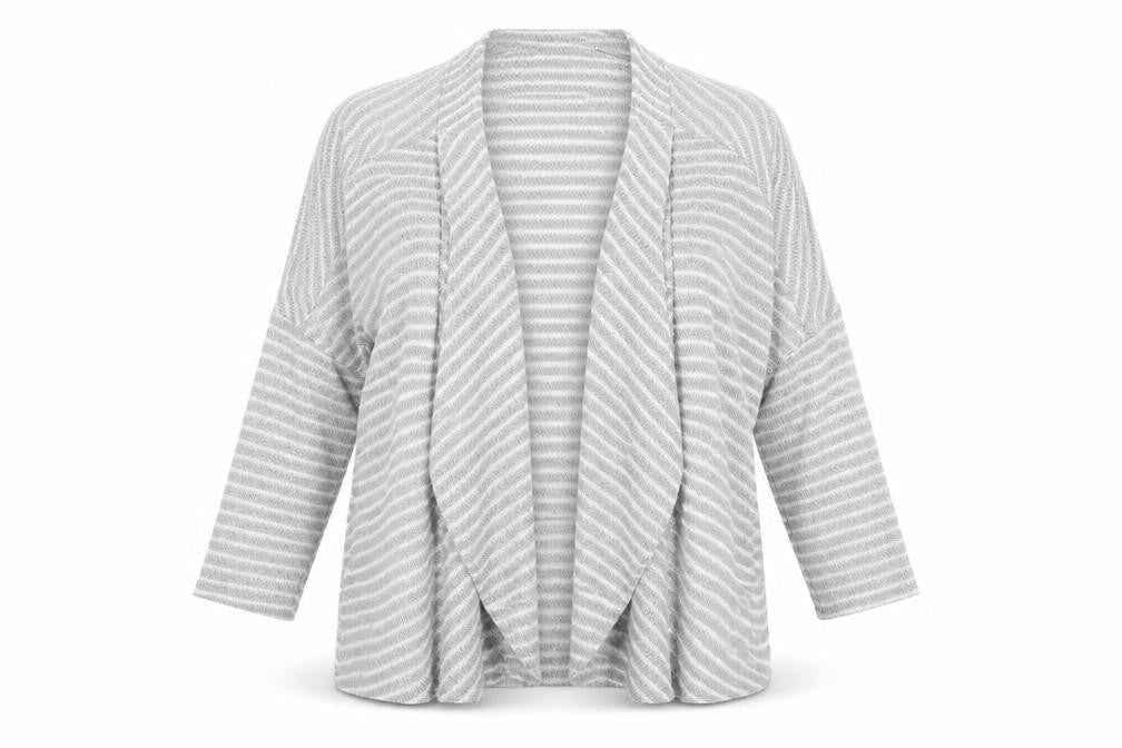 Matalan Womens Grey Striped  Cardigan Jumper Size 14