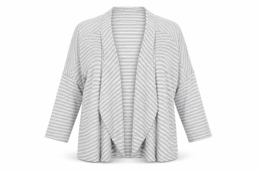 Matalan Womens Grey Striped  Cardigan Jumper Size 14