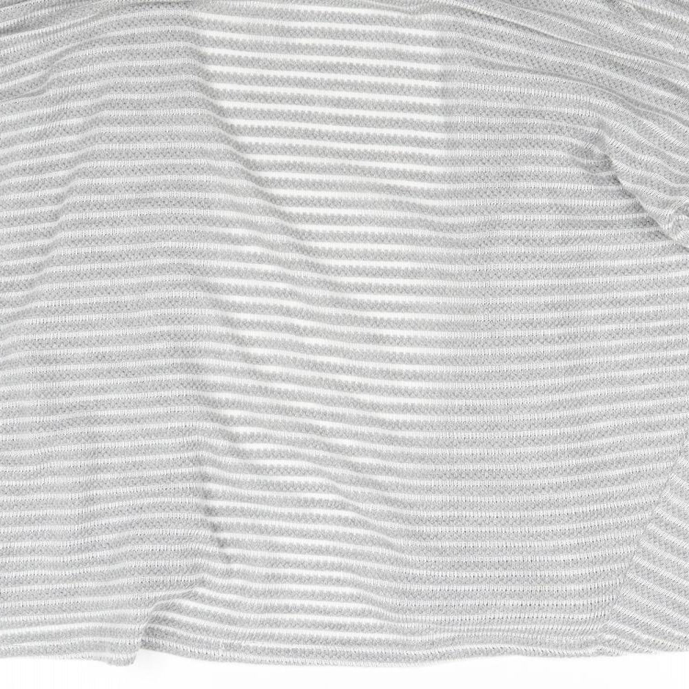 Matalan Womens Grey Striped  Cardigan Jumper Size 14