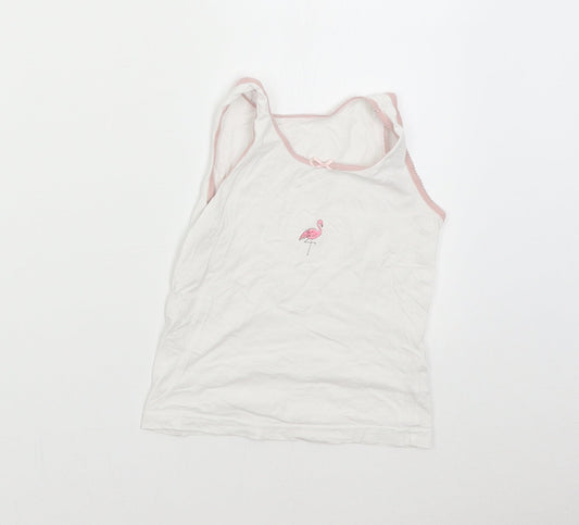 George Girls White   Basic Tank Size 4-5 Years  - Flamingo