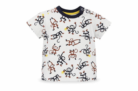 Nutmeg Boys White Geometric  Basic T-Shirt Size 6-9 Months