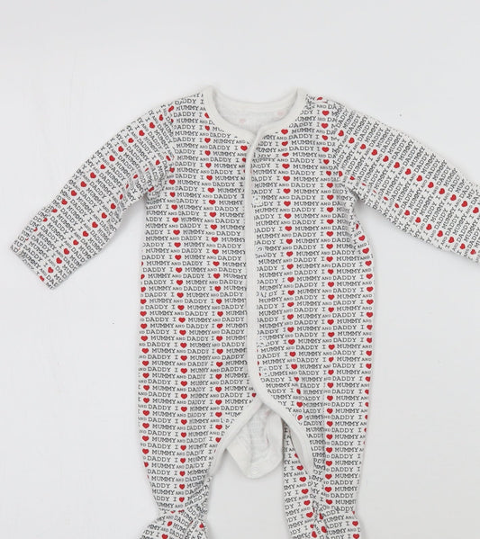 Mothercarew Baby White Geometric  Babygrow One-Piece Size 0-3 Months