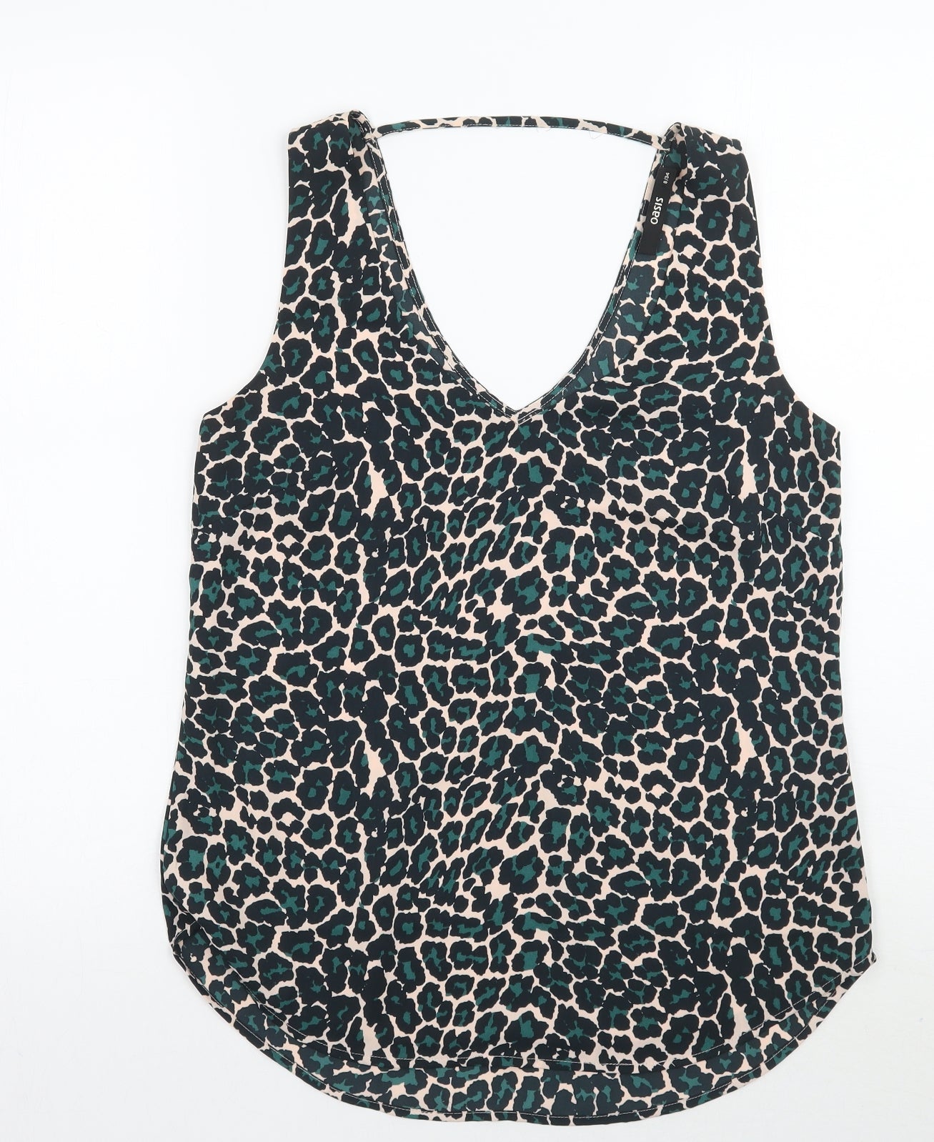 Oasis Womens Green Animal Print  Basic Tank Size 8