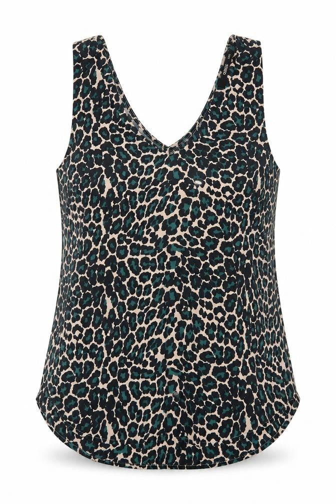 Oasis Womens Green Animal Print  Basic Tank Size 8