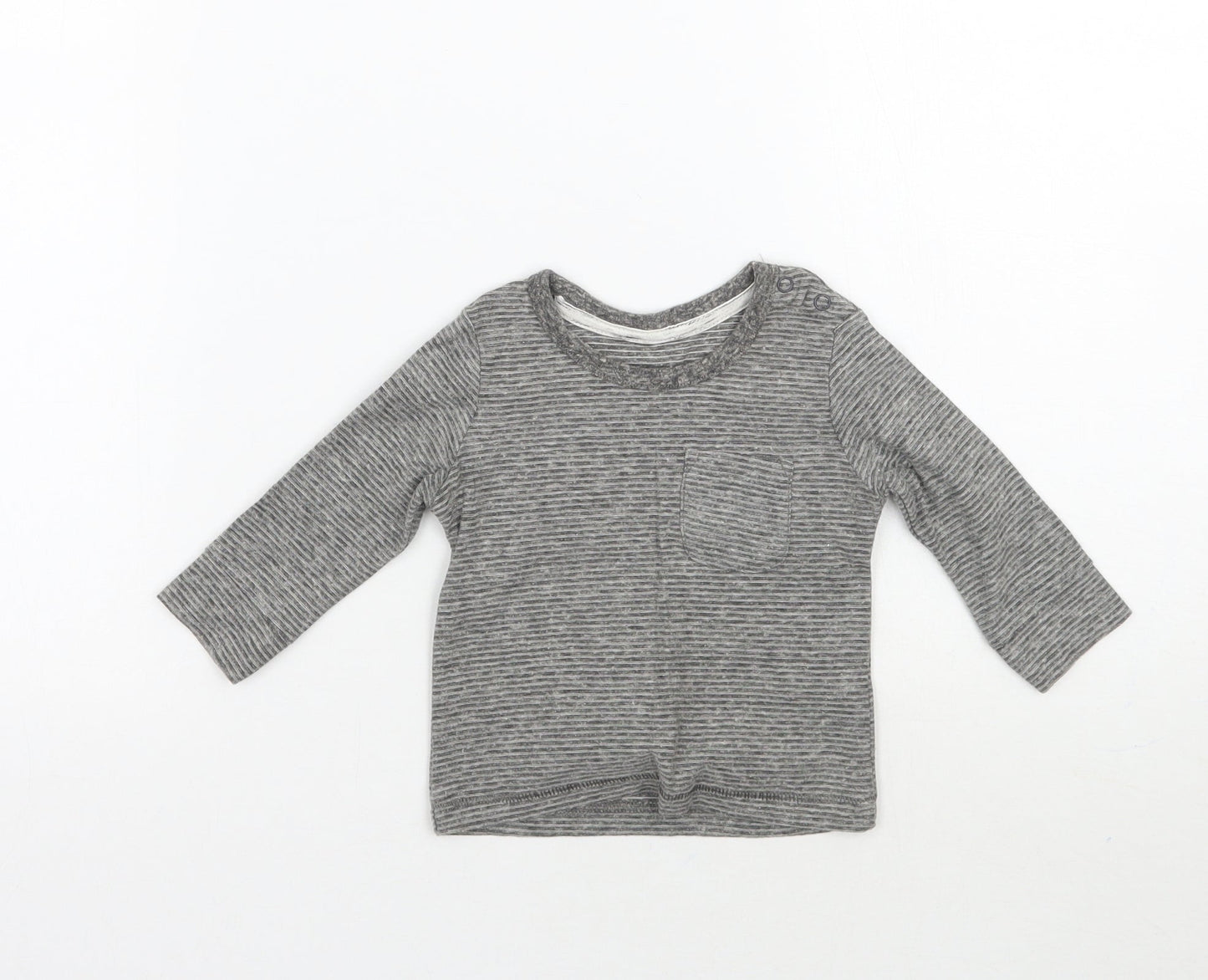 George Baby Grey Striped  Basic T-Shirt Size 0-3 Months