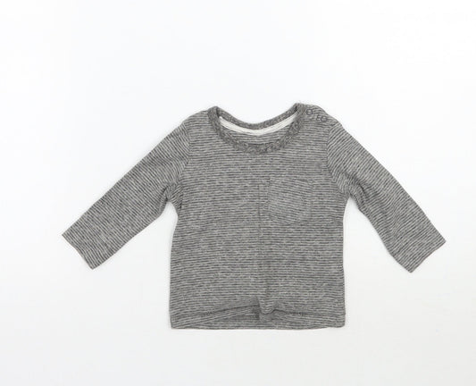 George Baby Grey Striped  Basic T-Shirt Size 0-3 Months