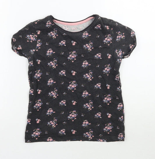 Young Dimension Girls Grey Floral  Basic T-Shirt Size 8-9 Years