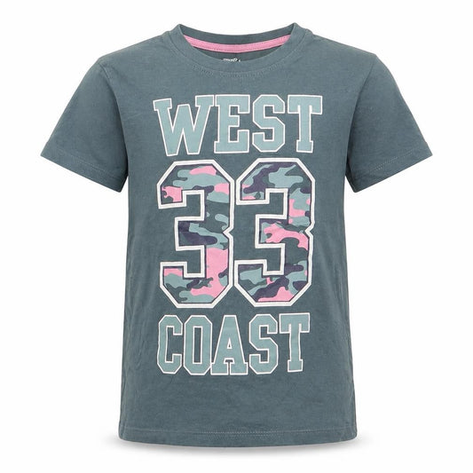 Pep&Co Girls Green   Basic T-Shirt Size 6-7 Years  - West 33 Coast