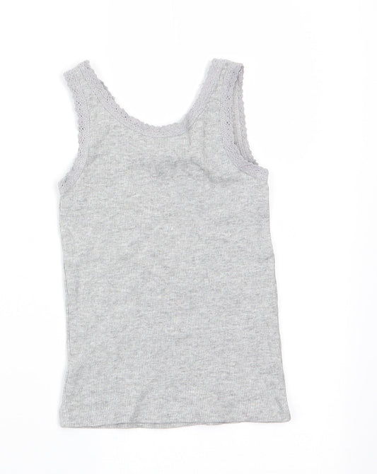 I Love Girlswear Girls Grey   Basic Tank Size 3 Years  - lace trim