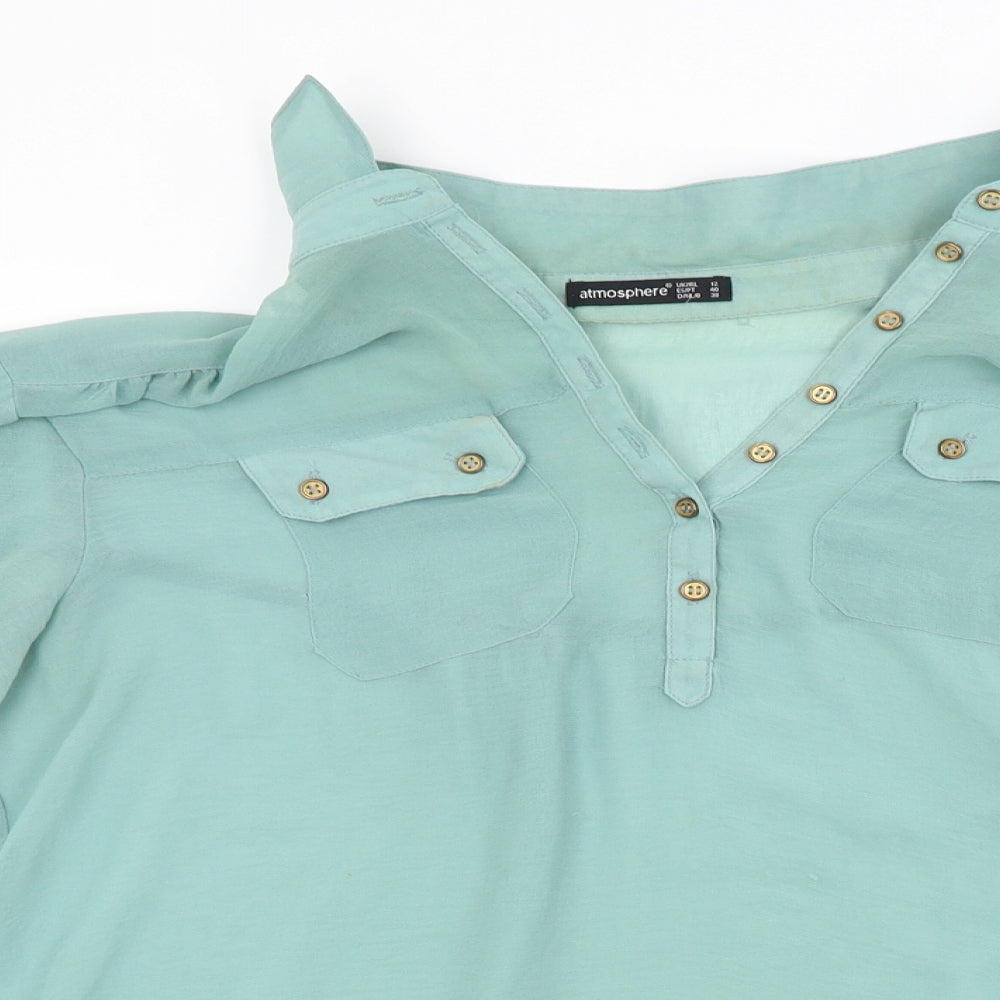 Atmosphere Womens Green   Basic Button-Up Size 12