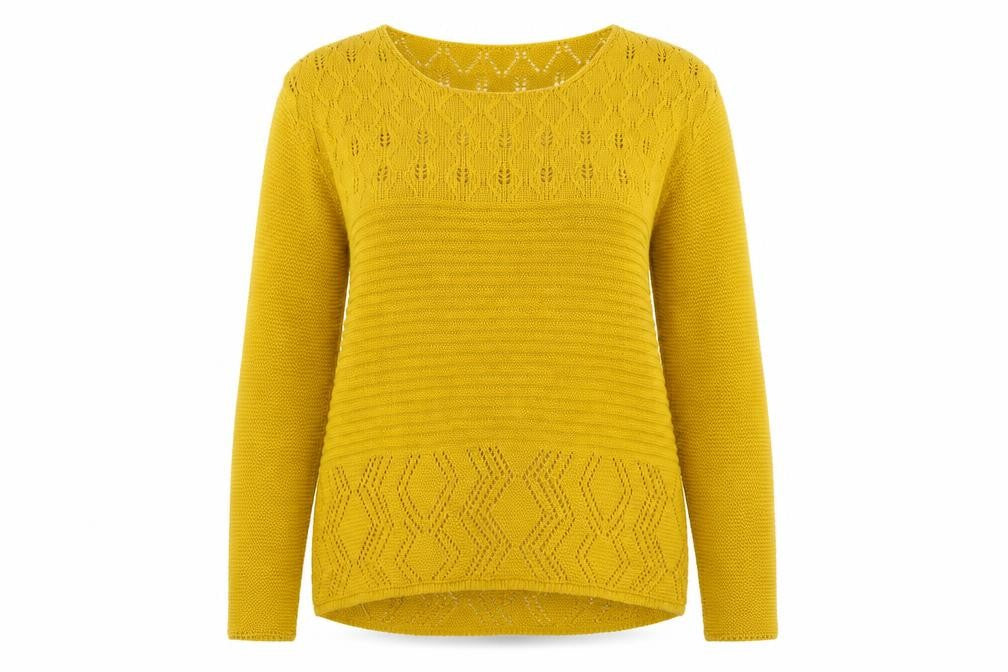 Pulse Womens Yellow Argyle/Diamond  Pullover Jumper Size M