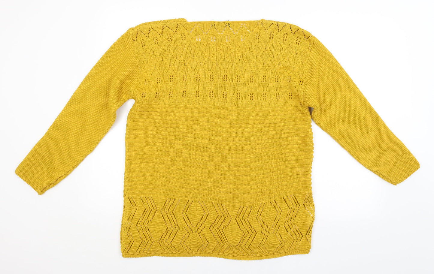 Pulse Womens Yellow Argyle/Diamond  Pullover Jumper Size M