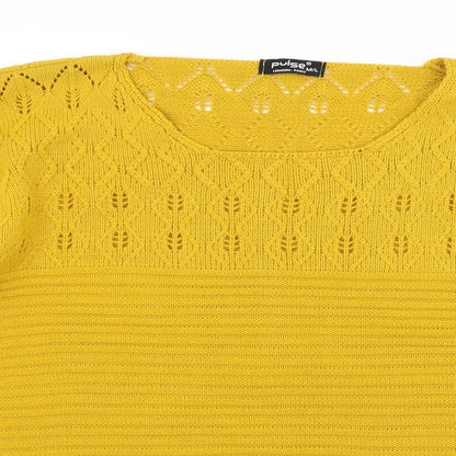 Pulse Womens Yellow Argyle/Diamond  Pullover Jumper Size M