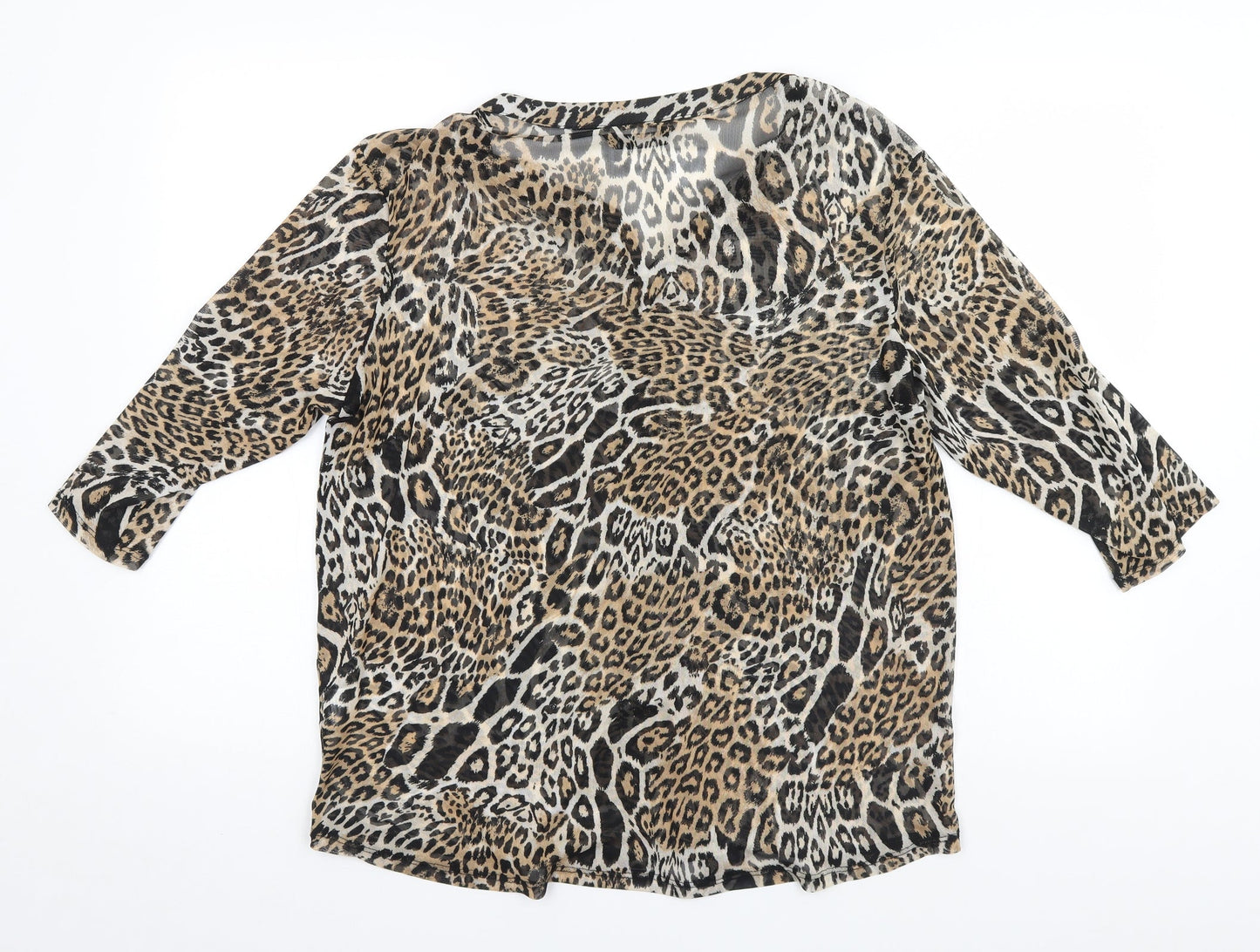 Miladys Womens Brown Animal Print  Basic Blouse Size M