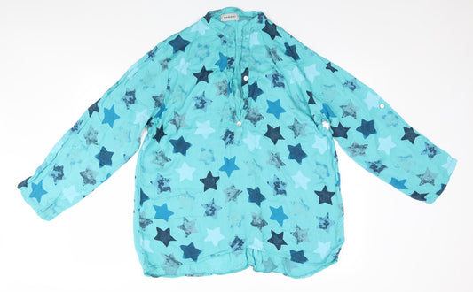BASSINI Womens Green Geometric  Top Pyjama Top   - Stars