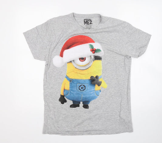 Cedar Wood State Mens Grey    T-Shirt Size M  - Minions Christmas