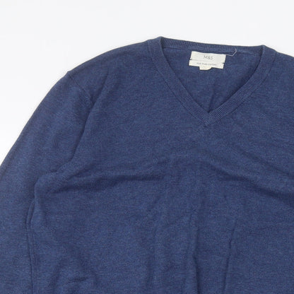 Preloved Marks and Spencer Mens Blue   Pullover Jumper Size L - Detail