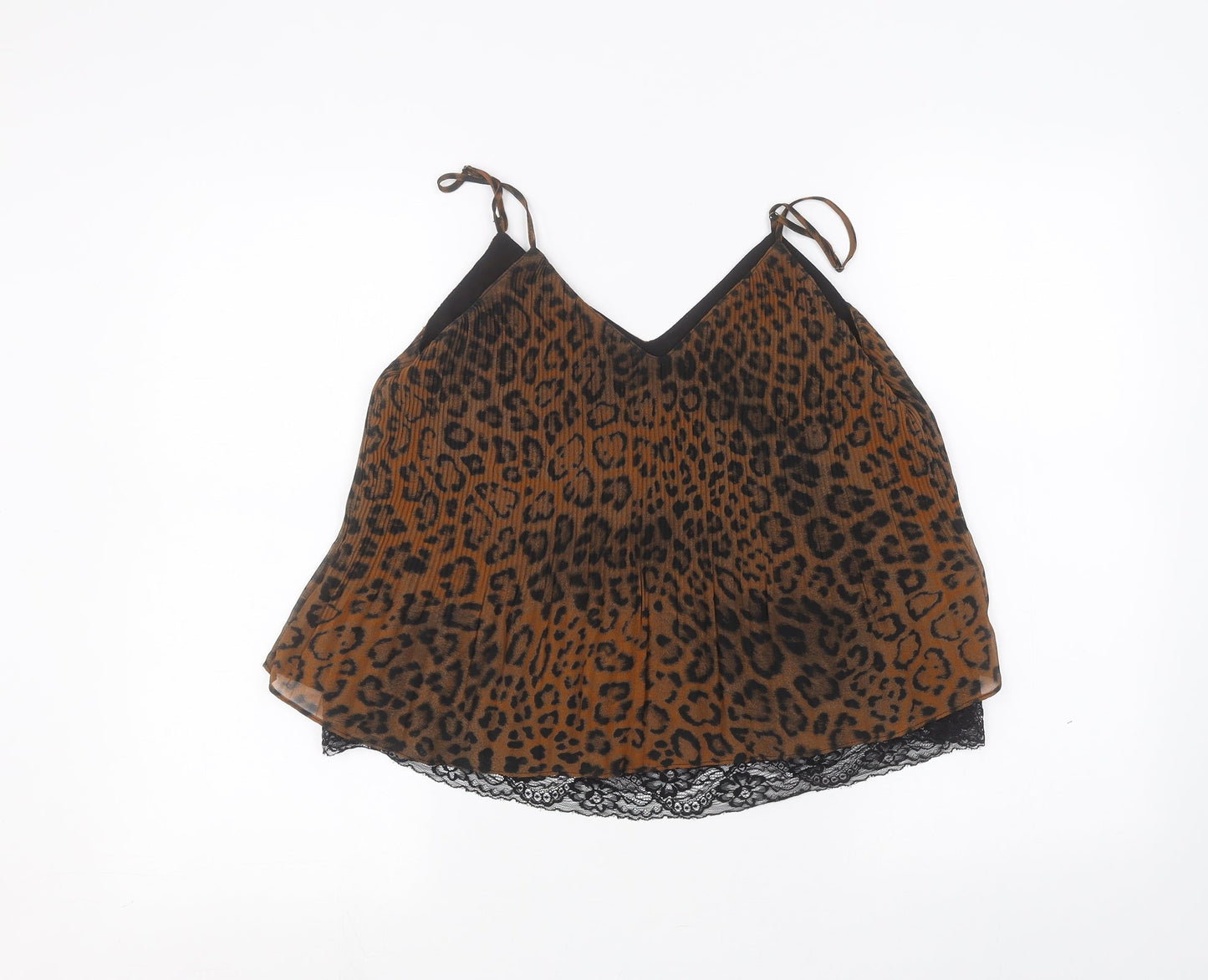 Zara Womens Brown Animal Print  Basic T-Shirt Size S