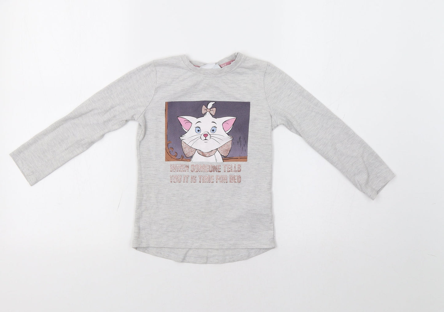 Disney Girls Grey   Basic Polo Size 5-6 Years  - Cat